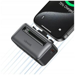 Powerbank USAMS XB-Series CD233 5000mAh PD 20W with cable USB-C / Lightning sidabro spalvos - Image 6