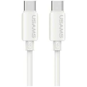 Kabelis USAMS U98 60W 3A Silicone Fast Charging USB-C į USB-C baltos spalvos - Image 1