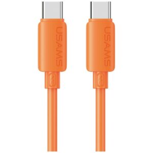 Kabelis USAMS U98 60W 3A Silicone Fast Charging USB-C į USB-C oranžinės spalvos - Image 1