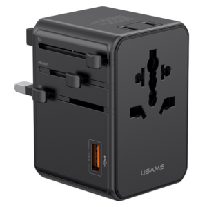 Adapter USAMS 4-in-1 Univesal kelioninis įkroviklis T72 65W US/AU/EU/UK juodos spalvos - Image 1