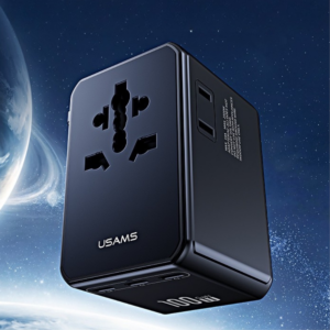 Adapter USAMS 4-in-1 Univesal kelioninis įkroviklis T72 65W US/AU/EU/UK juodos spalvos - Image 2