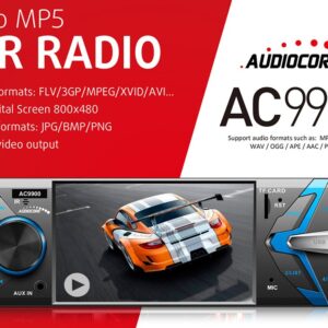 AUDIOCORE AC9900 "Bluetooth" automobilinė stereo multimedija 1-Din + nuotolinio valdymo pultas FM radijas MP3 AUX USB TF kortelė - Image 3