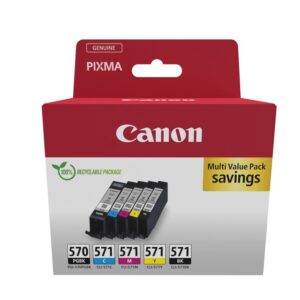 Canon 0372C006 rašalo kasetė 5 vnt Originalus Juoda, Žydras, Rausvai raudona, Geltona