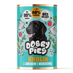 DOBRY PIES Rabbit with apple and carrot - drėgnas ėdalas šunims - 400g