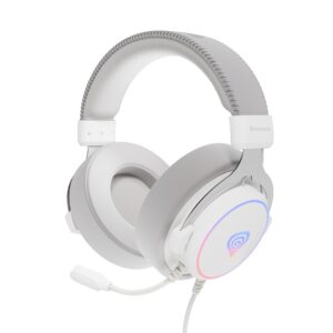 GENESIS Neon 764 Laisvų rankų įranga Vielinis Su lankeliu Žaidimams USB A tipo Balta