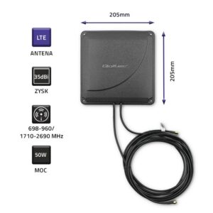 Qoltec 57041 Antenos 4G LTE DUAL MIMO stiprintuvas | 35 dBi | 50W | 2x SMA mažas - Image 3