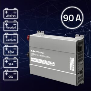 Qoltec 51919 Išmanusis „Monolith“ įkroviklis LiFePO4 AGM GEL SLA akumuliatoriams | 90A | 12V | Greitas įkrovimas - Image 2