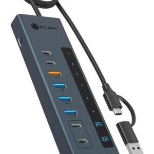 ICY BOX IB-HUB1742CR-C2PD USB 3.2 Gen 2 (3.1 Gen 2) Type-A + Type-C 10000 Mbit/ai Juoda