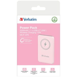 Verbatim Wireless Magnetic Power Bank `n` Go 15W 5000mAh pink 32243 - Image 6
