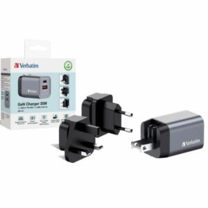Verbatim GaN 35W Laidinis įkroviklis USB-C/USB-A + EU/UK/US Adapter GNC-35 32200 - Image 4