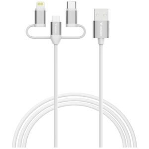 Verbatim Sync & Charge USB-A į Micro-B, USB-C, Lightning essentials 18W Kabelis white 32394 - Image 1