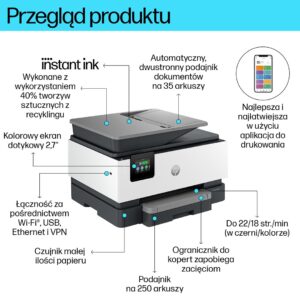 HP OfficeJet Pro Wireless All-in-One Color Spausdintuvas, Instant Ink; Two-sided printing - Image 2