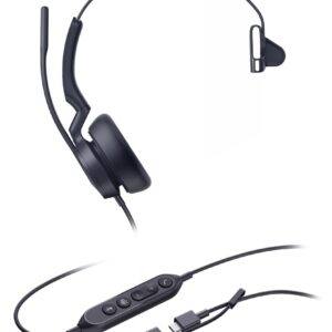 Yealink UH46 Mono Teams USB-C/A Laisvų rankų įranga Vielinis Su lankeliu Biuras / skambučių centras USB Type-C / USB Type-A Juoda - Image 1