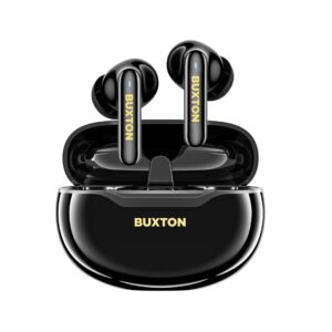 Buxton BTW 7200 Black Tuya - Belaidės ausinės su įkrovimo dėklu, juodos spalvos