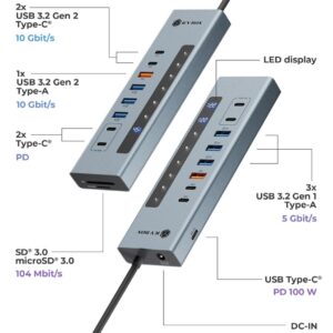 ICY BOX IB-HUB1742CR-C2PD USB 3.2 Gen 2 (3.1 Gen 2) Type-A + Type-C 10000 Mbit/ai Juoda - Image 2