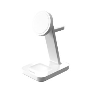 mophie Snap+ 3-in-1 Wireless Charge Stand Laisvų rankų įranga, Išmanusis telefonas, Išmanusis laikrodis Balta USB Belaidis įkrovimas Spartusis įkrovimas Vidaus