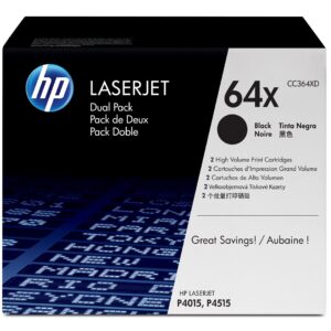 HP 64X 2-pack High Yield Black Original LaserJet Toner Cartridges CC364XD tonerio kasetė 2 vnt Juoda