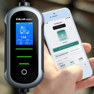 Qoltec 52436 Mobilus elektromobilio įkroviklis su 2 viename 2 tipo reguliavimu | 11 kW | 400 V | Wifi | TUYA | SMART LIFE | LCD | Nešiojamas | 5 m - Image 3