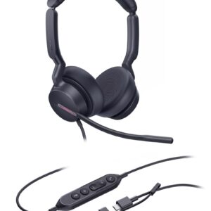 Yealink UH46 Dual UC USB-C/A Laisvų rankų įranga Vielinis Su lankeliu Biuras / skambučių centras USB Type-C / USB Type-A Juoda - Image 2