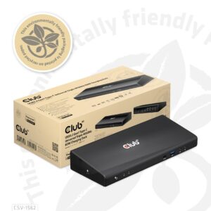 CLUB3D CSV-1562 knyginių kompiuterių dokas / jungčių replikatorius Prijungimas USB 3.2 Gen 1 (3.1 Gen 1) Type-C Juoda