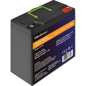 Qoltec 53702 LiFePO4 ličio geležies fosfato baterija | 12,8 V | 24Ah | 307,2Wh | BMS