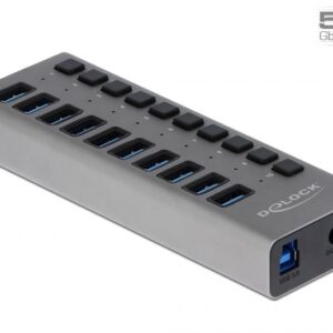 DeLOCK 63670 sąsajos šakotuvas USB 3.2 Gen 1 (3.1 Gen 1) Type-B 5000 Mbit/ai Pilka - Image 1