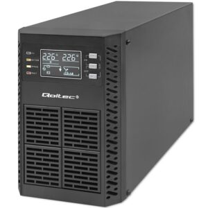 Qoltec 52280 Nepertraukiamo maitinimo šaltinis (UPS) | 1 kVA | 1000 W | Galios koeficientas 1.0 | LCD | EPO | USB | Internetinis
