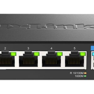 D-Link DMS-107/E tinklo komutatorius Ne-valdomas Gigabit Ethernet (10/100/1000) Juoda