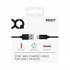 Xqisit kabelis Cotton USB C 3.0 juodos spalvos 1.8m 27749 - Image 2