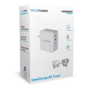 RealPower DeskCharge-65 Travel Universalus Pilka AC Vidaus - Image 3