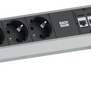Bachmann 3x Schuko 2x CAT6 1x HDMI, 1x USB3.0 elektros tinklo ilgintuvas 1,5 m 3 AC išvestis(ys / čių) Juoda, Nerūdijančiojo plieno