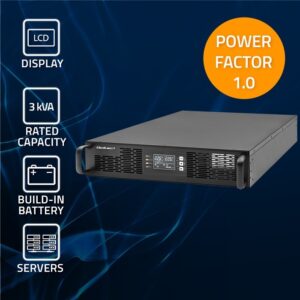 Qoltec 52287 Nepertraukiamo maitinimo šaltinis (UPS), skirtas RACK | 3 kVA | 3000 W | Galios koeficientas 1.0 | LCD | EPO | USB | Internetinis - Image 3