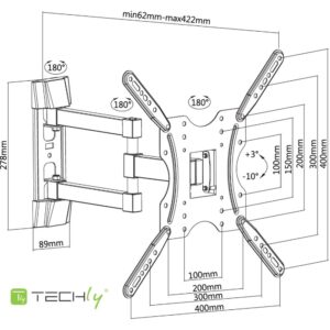 Techly ICA-PLB 136E televizoriaus laikiklis 139,7 cm (55") Juoda - Image 3