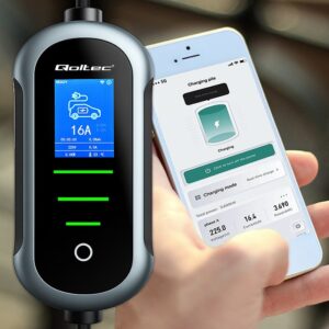 Qoltec 52435 Mobilus elektromobilio įkroviklis su 2in1 2 tipo reguliavimu | 3,5 kW | 230 V | SCHUKO 16A | Wi-Fi | TUYA | SMART LIFE | LCD | LED | Nešiojamas | 5 m - Image 3