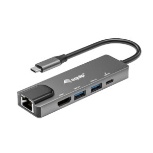 Equip 133489 knyginių kompiuterių dokas / jungčių replikatorius Vielinis USB 3.2 Gen 1 (3.1 Gen 1) Type-C Pilka