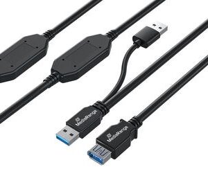 MediaRange MRCS244 USB kabelis USB 3.2 Gen 1 (3.1 Gen 1) 15 m 2 x USB A USB A 5 Gbit/s Juoda - Image 1