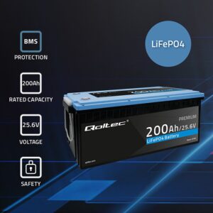 Qoltec 53709 LiFePO4 ličio geležies fosfato baterija | 25,6 V | 200Ah | BMS - Image 2