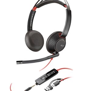 HP Poly „Poly Blackwire 5220“ stereofoninės ausinės su „USB-C“ jungtimi, 3,5 mm kištuku ir „USB-C/A“ adapteriu (didelis kiekis) - Image 3