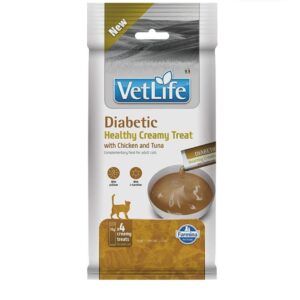 FARMINA Vet Life Cat Diabetic Creamy treat with Chicken & Tuna box – skanėstas katei – 4x15g