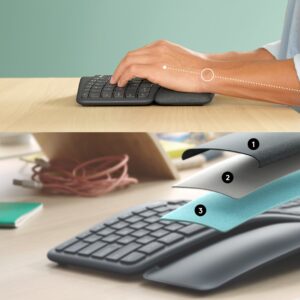 Logitech ERGO K860 klaviatūra Biuras RD belaidis ryšys + „Bluetooth“ QWERTY JAV tarptautinė versija Grafitas - Image 3