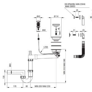 Sifonas DEANTE Space-Saver (ZXYN972) granito 1 dubens kriauklėms Balta, Juoda - Image 2