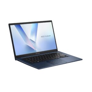 ASUS Vivobook 14 X1404VA-EB1619 Core i5-120U, 14,0 colių FHD IPS lygio ekranas, 60 Hz, 250 nitų, AG, 16 GB DDR5, 512 GB SSD, „Intel“ grafika, 720p kamera, 42 Wh baterija, be operacinės sistemos, „Quiet Blue“