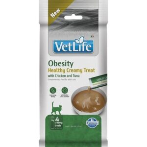 FARMINA Vet Life Cat Obesity Creamy treat with Chicken & Tuna box – skanėstas katei – 4x15g