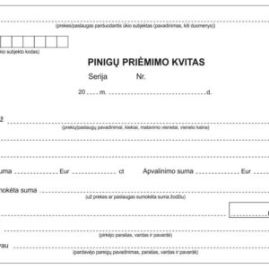 Pinigų priėmimo kvitas be numeracijos, A5, SC, 50 lapų