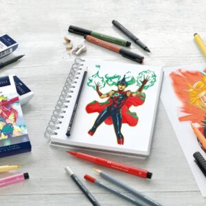 Teptukinių rašiklių rinkinys Faber-Castell Pitt Comic, įvairių storių, juodos spalvos - Image 2