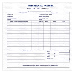 PVM sąskaita faktūra 8 col. 1+1 SC su numeracija, po 2 lapus