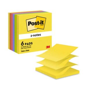 Lipnūs lapeliai Post-it Z-Notes, 76x76mm, neoninių spalvų, 6 vnt. - Image 2