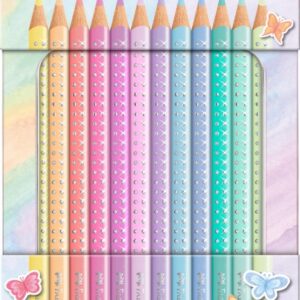 Spalvoti pieštukai Faber-Castell Sparkle, 12 spalvų, metalinėje dėžutėje - Image 2