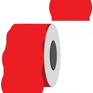 Kainų etiketės 26x16mm, banguotos, 1000vnt, raudonos spalvos