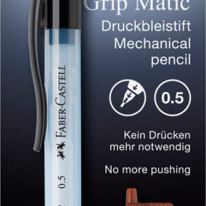 Automatinis pieštukas Faber-Castell Grip-Matic, 0,5 mm šviesiai mėlynos spalvos + grafitai 0,5 mm